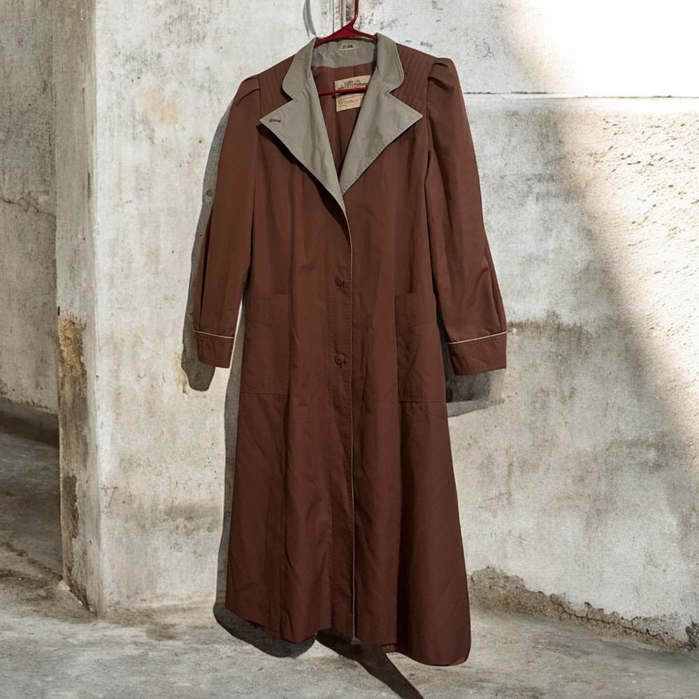 Windsor Bay Women’s Mauve Single-Breasted Long Trench Coat w/ Built-in Ties Sz-M